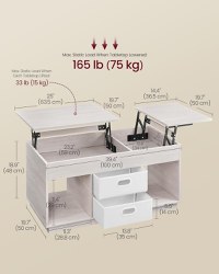 Masuta de cafea Vasagle Bej 100x50x48.5 cm - 2