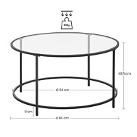 Masuta de cafea, Vasagle, Negru, 84x84x45.5 cm - 4