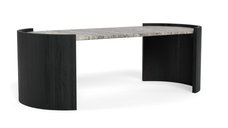 Masuta de cafea Zafra din marmura gri si lemn masiv de mango, 125x60x42 cm