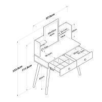 Masuta de toaleta cu oglinda Rainy alb 90x38.2x111.8cm - 5