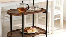 Masuta laterala carucior cu roti, Whelea, Nuc, 40x60x69 cm