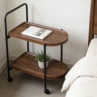 Masuta laterala carucior cu roti, Whelea, Nuc, 40x60x69 cm - 2