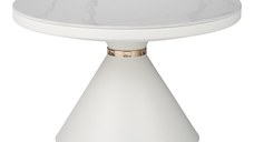 Masuta laterala Coozlin piatra sinterizata metal alb 70x70x40 cm