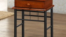 Masuta laterala cu sertar Marcole lemn culoare nuc si metal negru 45x33x58 cm