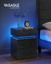 Noptiera cu LED Vasagle Negru 40x35x55 cm - 4
