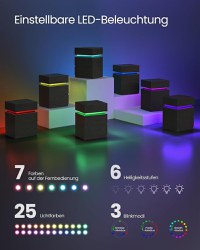 Noptiera cu LED Vasagle Negru 40x35x55 cm - 5