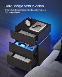 Noptiera cu LED Vasagle Negru 40x35x55 cm - 6