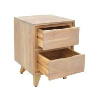 Noptiera Emira, Pako World, Lemn de salcam, Natural, 40x40x54 cm - 3
