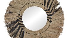 Oglinda cu rama din paie Cierlo Boho Pako World Natural 42x42x6 cm