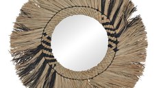 Oglinda cu rama din paie Cierlo Boho Pako World Natural 42x42x6 cm