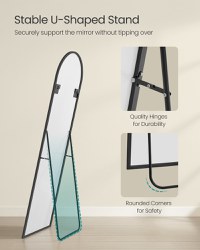 Oglinda de podea Negru Songmics 160x50x1.3 cm - 3