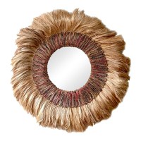 Oglinda Jakrene din abaca culoare naturala 110x110x10 cm - 1