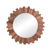Oglinda Rounder lemn de tec culoare naturala 80x80x4 cm - 1
