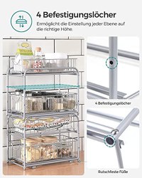 Organizator bucatarie, Songmics, Argintiu, 36x21x25.5-31.5 cm - 4