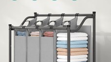 Organizator cu roti pentru baie, Songmics, 4 x 35L, 87.5 x 38.5 x 67 cm, LSF005, Gri