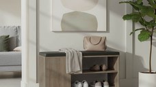 Pantofar bancheta cu depozitare Deboule Bej 90x30x46 cm