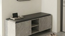 Pantofar bancheta cu depozitare, Zulla, Gri, 110x37x43 cm