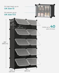 Pantofar modular Songmics Negru 82x32x152 cm - 3