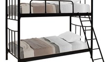 Pat supraetajat 90x190 cm Winston 20034 Negru lucios metalic