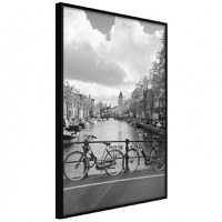Poster - Bicycles Against Canal, cu Ramă neagră, 30x45 cm - 1