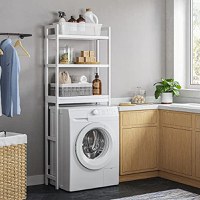 Raft baie, Songmics, Alb, 163x63x25 cm - 5