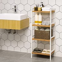 Raft baie, Songmics, Alb, 45x31.5x111 cm - 7