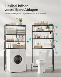 Raft baie WC Songmics Negru 83x30x179 cm - 4