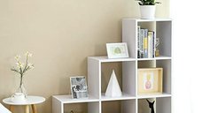 Raft Biblioteca Vasagle Alb, Dimensiuni 97.5x97.5x29 cm