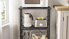 Raft bucatarie cu roti, Vasagle, Maro-Negru, 60x40x84 cm