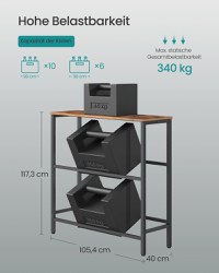 Raft bucatarie pentru navete si lazi, Rico, Maro, 105.4x40x117.3 cm - 4