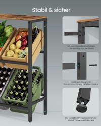 Raft bucatarie pentru navete si lazi, Rico, Maro, 105.4x40x117.3 cm - 5