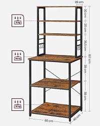 Raft de bucatarie, Vasagle, Negru , 60×40×167 cm - 6