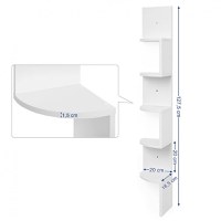 Raft de colt Vasagle, Alb 20x20x127.5cm - 6
