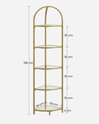 Raft de colt, Vasagle, Auriu, 29.5x29.5x 163.2 cm - 3