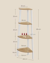 Raft de colt Vasagle Maro 33.4x33.4x124.5 cm - 7