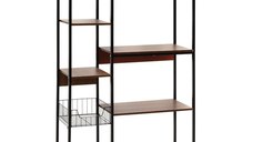 Raft Leena metalizat stejar inchis - negru 80x30x142cm