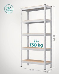 Raft metalic, Songmics, Argintiu, 150x75x30 cm - 3