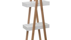 Raft Nancy din lemn de culoare alb culoare lemn natural 30x18x82cm