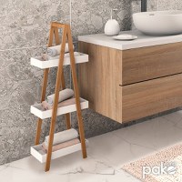 Raft Nancy din lemn de culoare alb culoare lemn natural 30x18x82cm - 2
