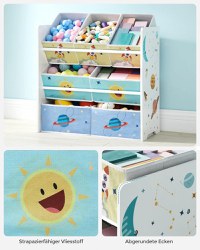 Raft organizare jucarii copii, Songmics, Alb, 62.5x29.5x60 cm - 6