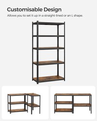 Raft Songmics, 5 rafturi, 40 x 90 x 180 cm, Maro, GLR040B11 - 2