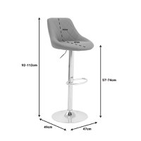 Scaun bar Boronez inaltime ajustabila piele ecologica PU gri si baza cromata 47x49x112 cm - 9