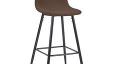 Scaun bar inaltime medie Bella material textil maro picior metalic negru 41x47x93 cm