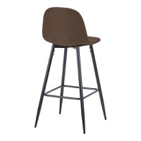 Scaun bar inaltime medie Bella material textil maro picior metalic negru 41x47x93 cm - 2