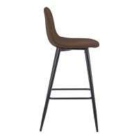Scaun bar inaltime medie Bella material textil maro picior metalic negru 41x47x93 cm - 3