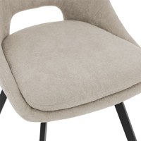 Scaun bar Initiate crem din material teddy cu picioare din metal negru 48x56x98 cm - 6