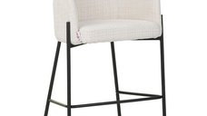 Scaun bar Tolerse tesatura bej picioare metal negru 55x60x97 cm