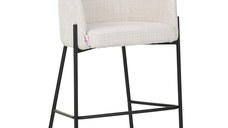 Scaun bar Tolerse tesatura bej picioare metal negru 55x60x97 cm