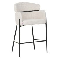 Scaun bar Tolerse tesatura bej picioare metal negru 55x60x97 cm - 1