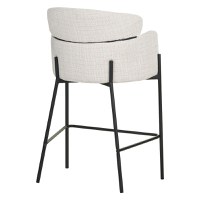 Scaun bar Tolerse tesatura bej picioare metal negru 55x60x97 cm - 2